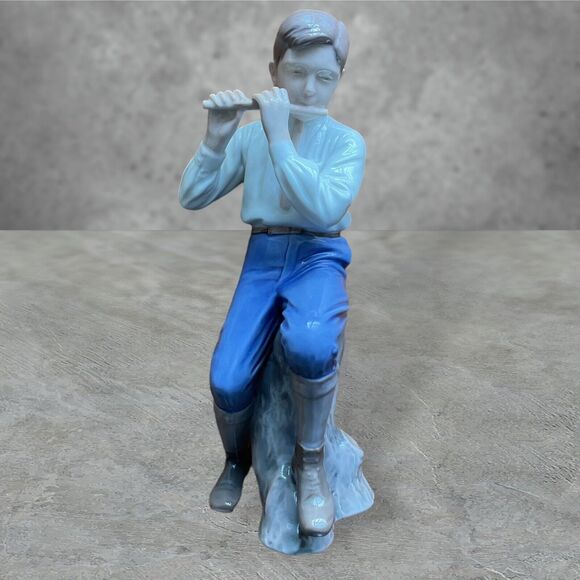 Bing & Grondahl Copenhagen Boy Playing Flute Porcelain Figurine Denmark 1897 EJ - Picture 2 of 10